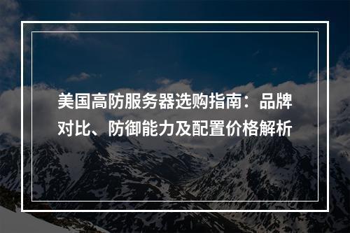 美国高防服务器选购指南：品牌对比、防御能力及配置价格解析