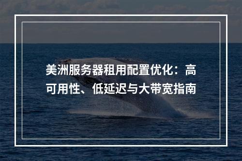 美洲服务器租用配置优化：高可用性、低延迟与大带宽指南