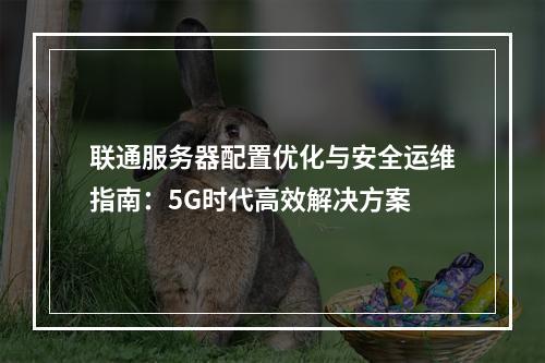 联通服务器配置优化与安全运维指南：5G时代高效解决方案