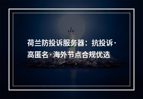 荷兰防投诉服务器：抗投诉·高匿名·海外节点合规优选