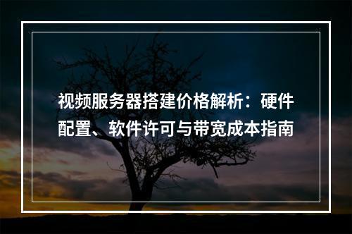 视频服务器搭建价格解析：硬件配置、软件许可与带宽成本指南