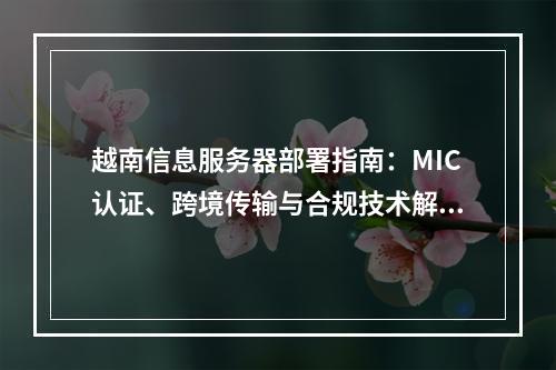 越南信息服务器部署指南：MIC认证、跨境传输与合规技术解析