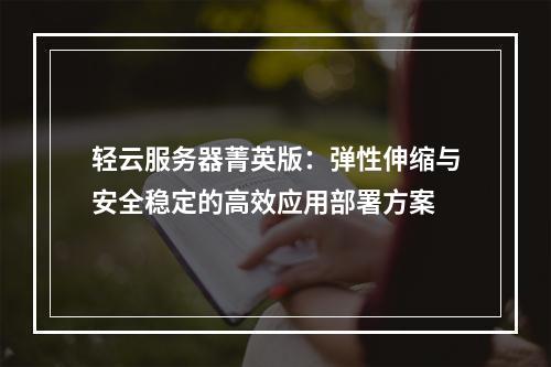 轻云服务器菁英版：弹性伸缩与安全稳定的高效应用部署方案
