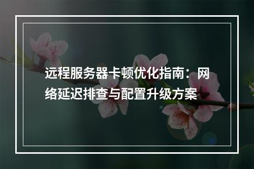 远程服务器卡顿优化指南：网络延迟排查与配置升级方案