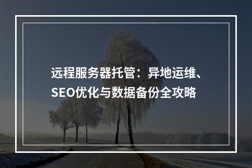 远程服务器托管：异地运维、SEO优化与数据备份全攻略