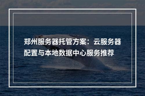 郑州服务器托管方案：云服务器配置与本地数据中心服务推荐
