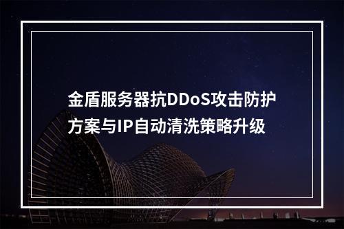 金盾服务器抗DDoS攻击防护方案与IP自动清洗策略升级