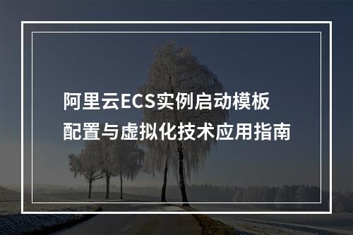 阿里云ECS实例启动模板配置与虚拟化技术应用指南