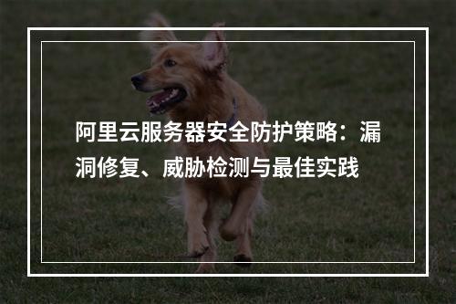 阿里云服务器安全防护策略：漏洞修复、威胁检测与最佳实践