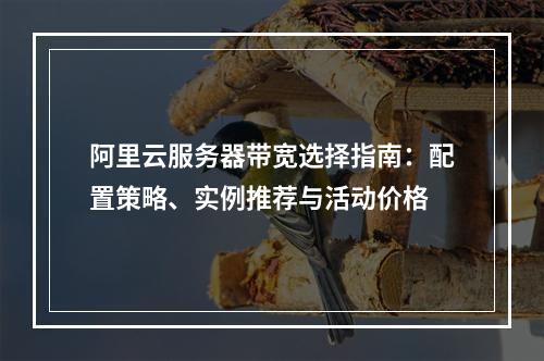 阿里云服务器带宽选择指南：配置策略、实例推荐与活动价格