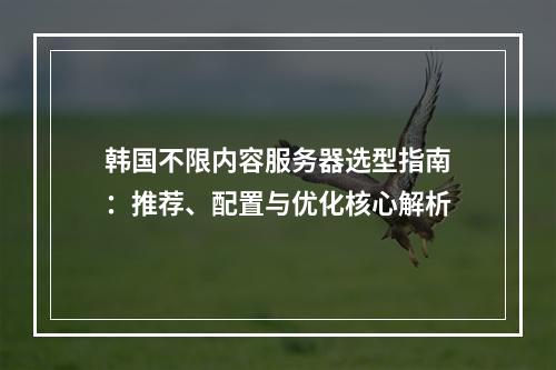 韩国不限内容服务器选型指南：推荐、配置与优化核心解析