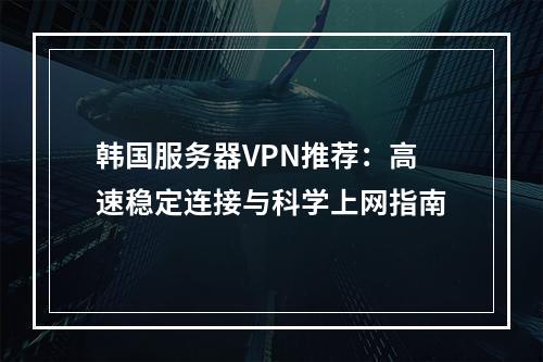 韩国服务器VPN推荐：高速稳定连接与科学上网指南