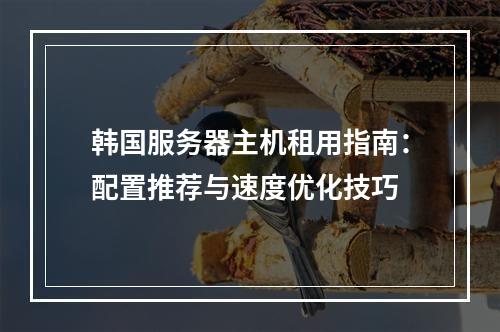 韩国服务器主机租用指南：配置推荐与速度优化技巧