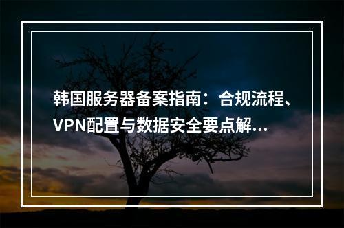 韩国服务器备案指南：合规流程、VPN配置与数据安全要点解析