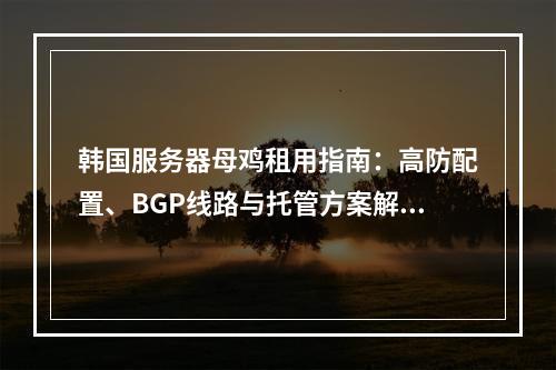 韩国服务器母鸡租用指南：高防配置、BGP线路与托管方案解析