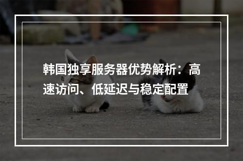 韩国独享服务器优势解析：高速访问、低延迟与稳定配置