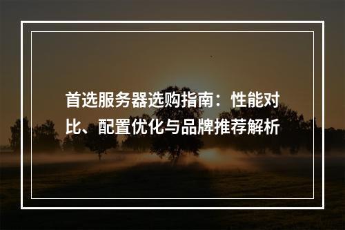 首选服务器选购指南：性能对比、配置优化与品牌推荐解析