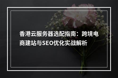 香港云服务器选配指南：跨境电商建站与SEO优化实战解析