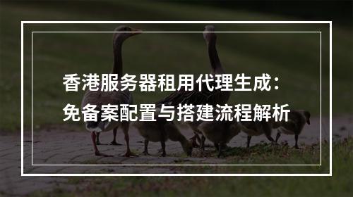 香港服务器租用代理生成：免备案配置与搭建流程解析