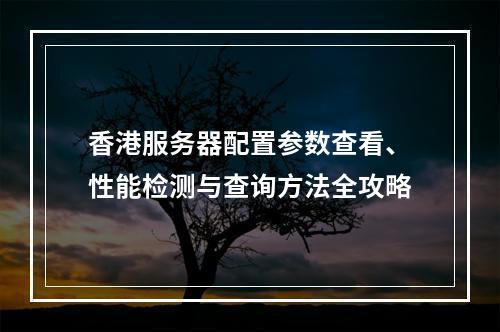 香港服务器配置参数查看、性能检测与查询方法全攻略