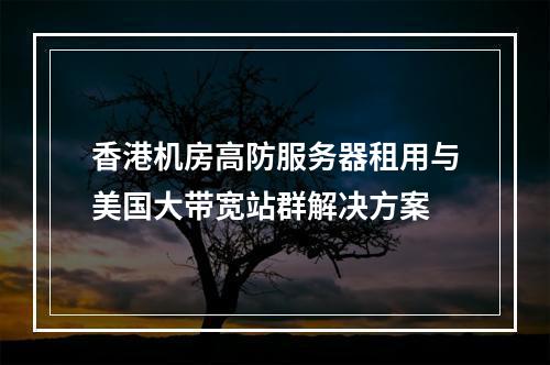 香港机房高防服务器租用与美国大带宽站群解决方案