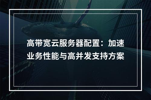 高带宽云服务器配置：加速业务性能与高并发支持方案