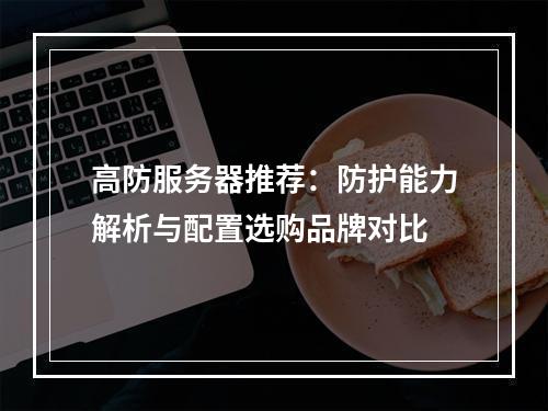 高防服务器推荐：防护能力解析与配置选购品牌对比