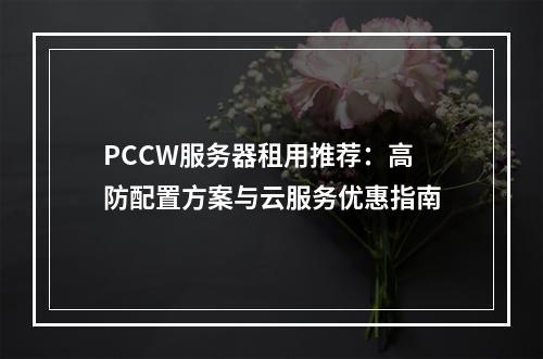 PCCW服务器租用推荐：高防配置方案与云服务优惠指南