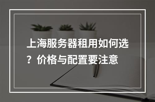 上海服务器租用如何选？价格与配置要注意