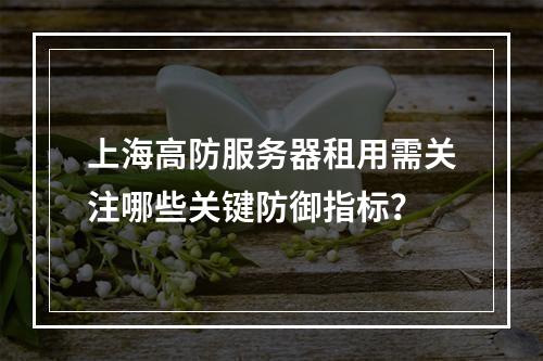 上海高防服务器租用需关注哪些关键防御指标？