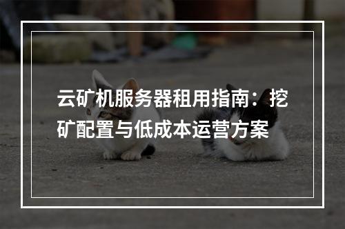云矿机服务器租用指南：挖矿配置与低成本运营方案