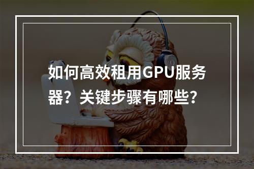 如何高效租用GPU服务器？关键步骤有哪些？