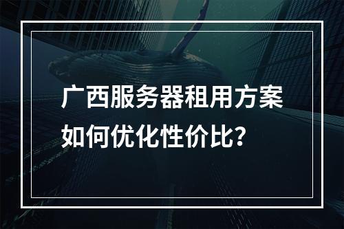 广西服务器租用方案如何优化性价比？