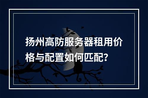 扬州高防服务器租用价格与配置如何匹配？