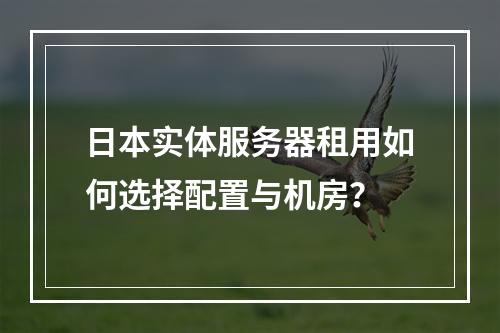 日本实体服务器租用如何选择配置与机房？