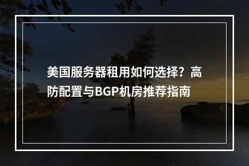 美国服务器租用如何选择？高防配置与BGP机房推荐指南