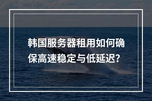 韩国服务器租用如何确保高速稳定与低延迟？