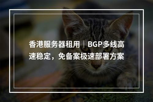 香港服务器租用｜BGP多线高速稳定，免备案极速部署方案