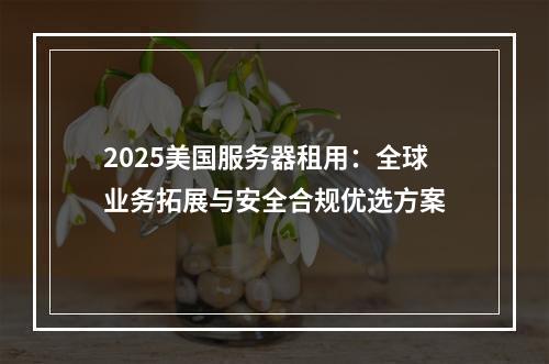 2025美国服务器租用：全球业务拓展与安全合规优选方案
