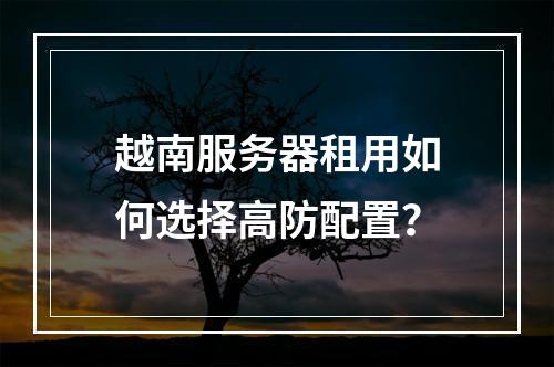越南服务器租用如何选择高防配置？