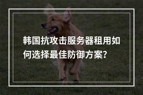 韩国抗攻击服务器租用如何选择最佳防御方案？