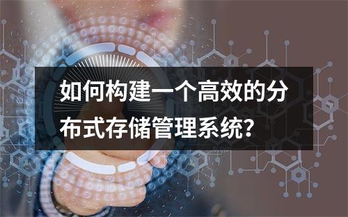 如何构建一个高效的分布式存储管理系统?
