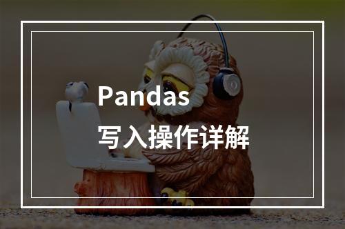 Pandas写入操作详解