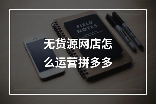 无货源网店怎么运营拼多多