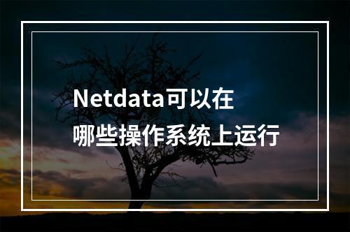 Netdata可以在哪些操作系统上运行