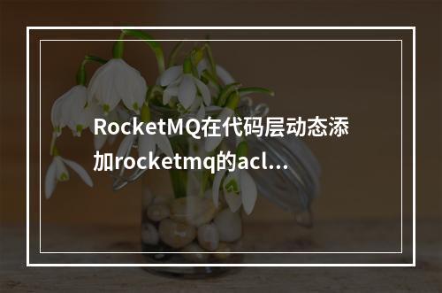 RocketMQ在代码层动态添加rocketmq的acl账户,不知道目前支持吗?