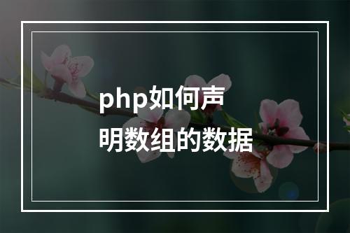 php如何声明数组的数据