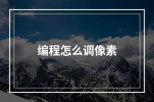 编程怎么调像素