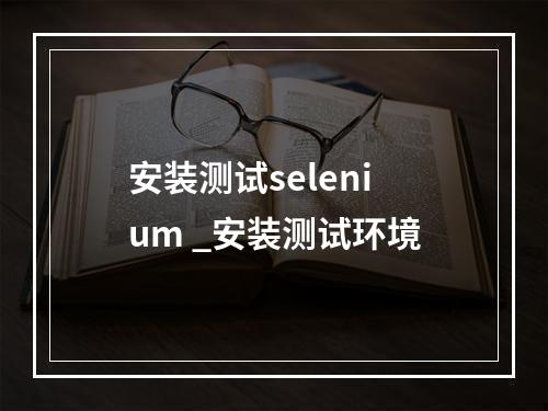 安装测试selenium _安装测试环境