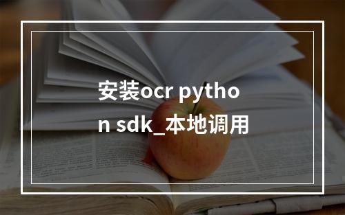 安装ocr python sdk_本地调用